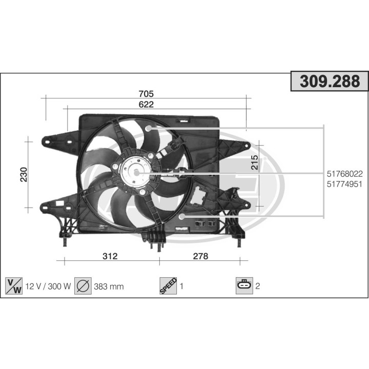 309288  FIAT Doblò 1.4 8V - 1.6 16V +/-AC  05-