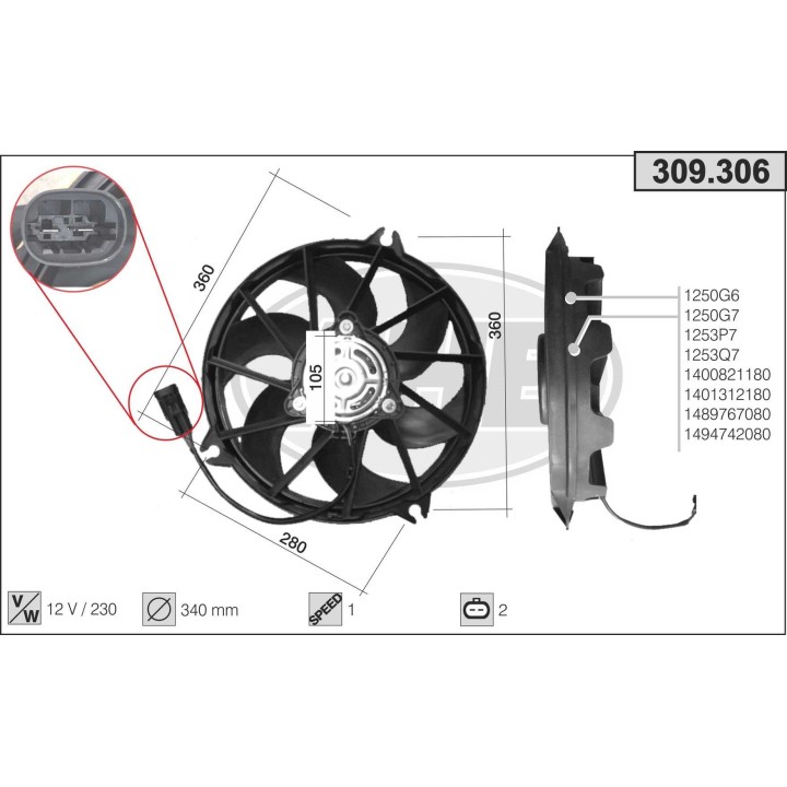 309306  FAN FIAT Nuovo Scudo 2.0JTD 07-