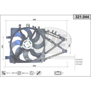 321044  FAN   OPEL Corsa C 1.7 DI/1.7 DTI   M   +/- AC