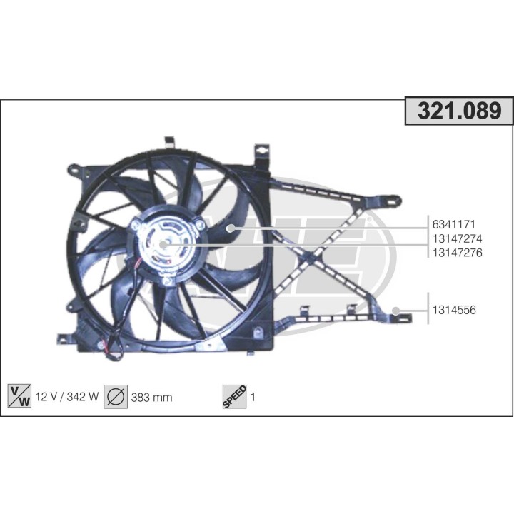 321089  FAN OPEL Astra H 1.6 - 1.8   04-
