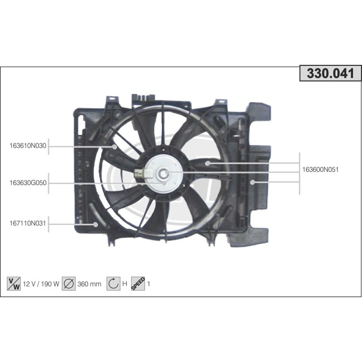 330041  FAN TOYOTA Yaris Diesel 05-11