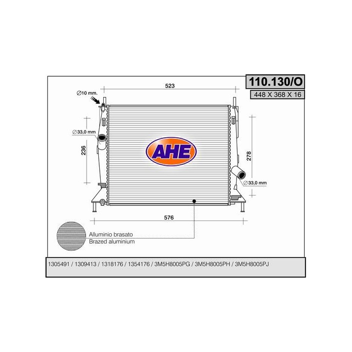 110130/O  RAD.FORD FOCUS C-MAX 1.6/16V/03-(450x376x14 AP)