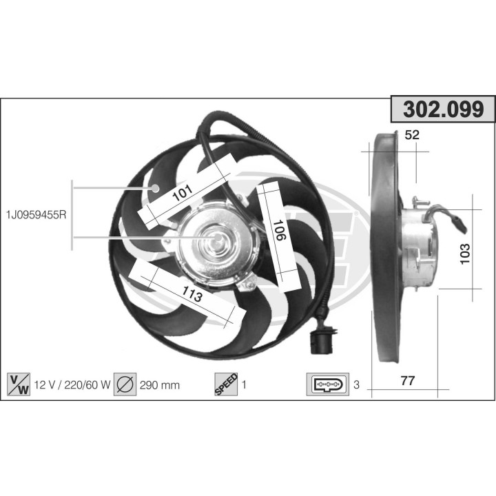 302099  FAN VOLKSWAGEN Golf IV 1.9TDi 96-