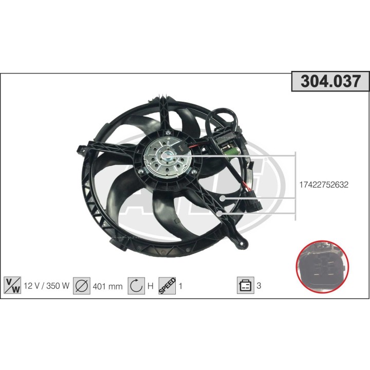 304037  FAN Cond. MINI Cooper S 06-