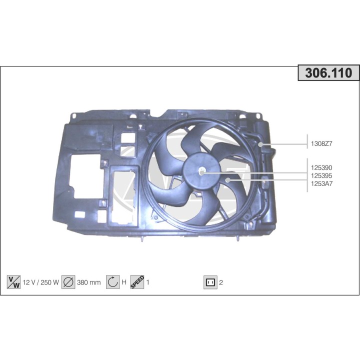 306110  FAN CITROEN Berlingo (MF) 250W 02-