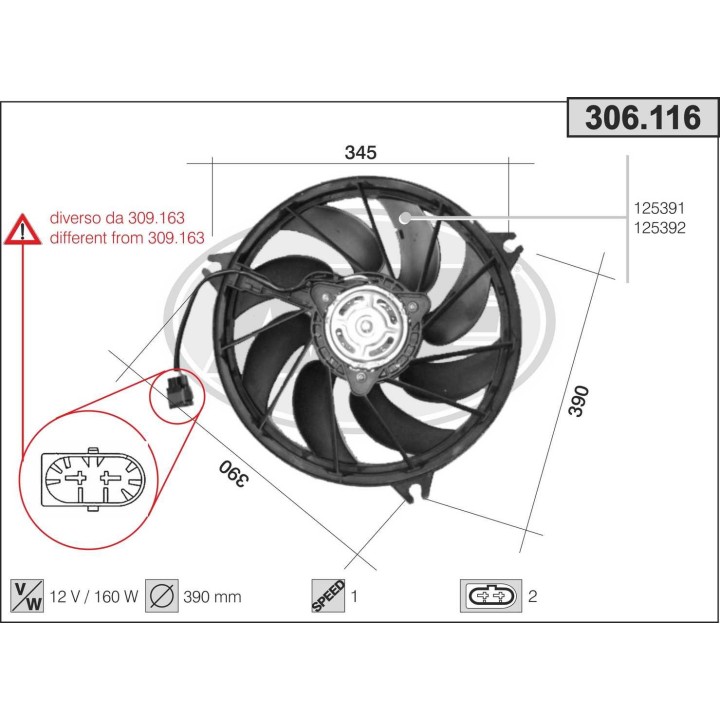 306116  FAN Peugeot 206 +AC  98-