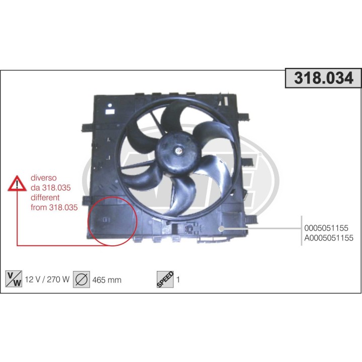 318034  FAN MERCEDES Vito (W639) senza foro per centralina