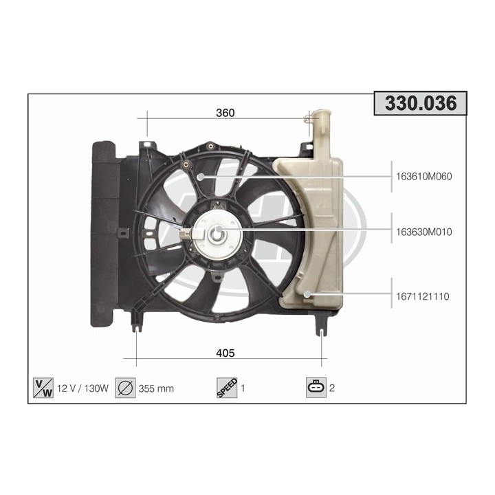 330036  FAN Cond.TOYOTA Yaris 1.5   05-