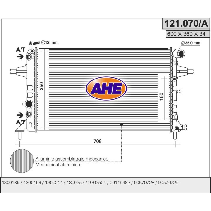 121070/A  OPEL Astra G 1.4-1.6-1.8 16V  IGUAL 121113/a