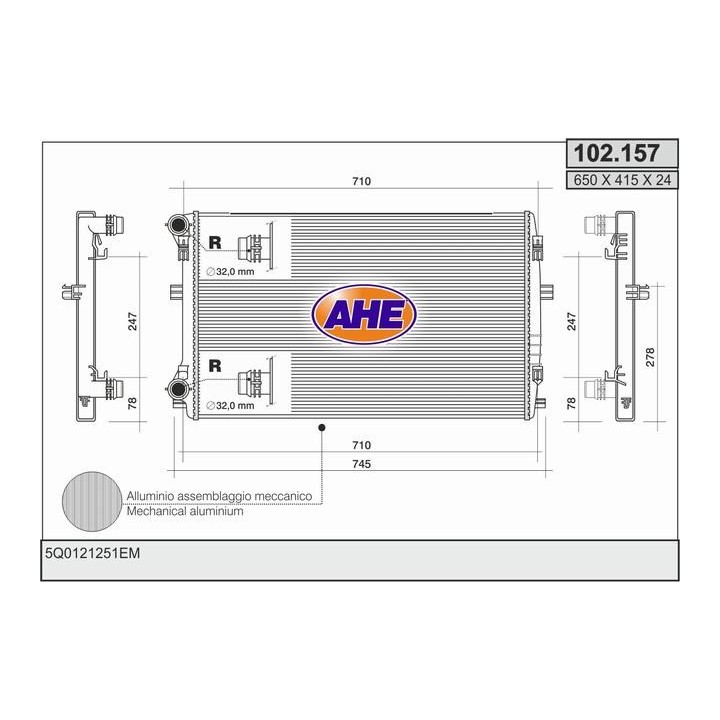 102157  RAD VOLKSWAGEN Golf VII 1.2TSi-1.4TSi-1.6TDi AC AT