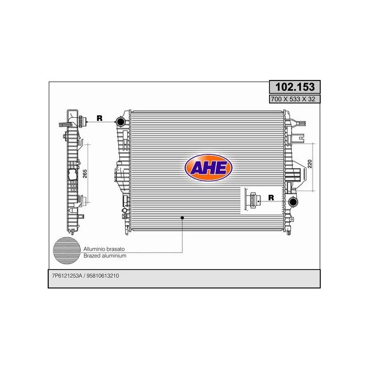 102153  RAD VOLKSWAGEN Touareg 3.0TDi/3.0/3.6 AC M/AT  10-
