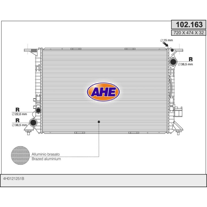 102163  RAD AUDI A8 4.0TFSi/4.2FSi/4.2TDi/6.3FSi +/-AC M/A