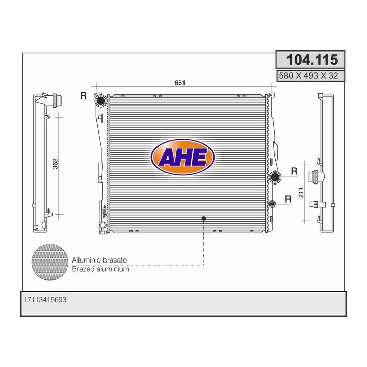 104115  RAD BMW X3 E83 2.5/3.0 +/-AC  06-