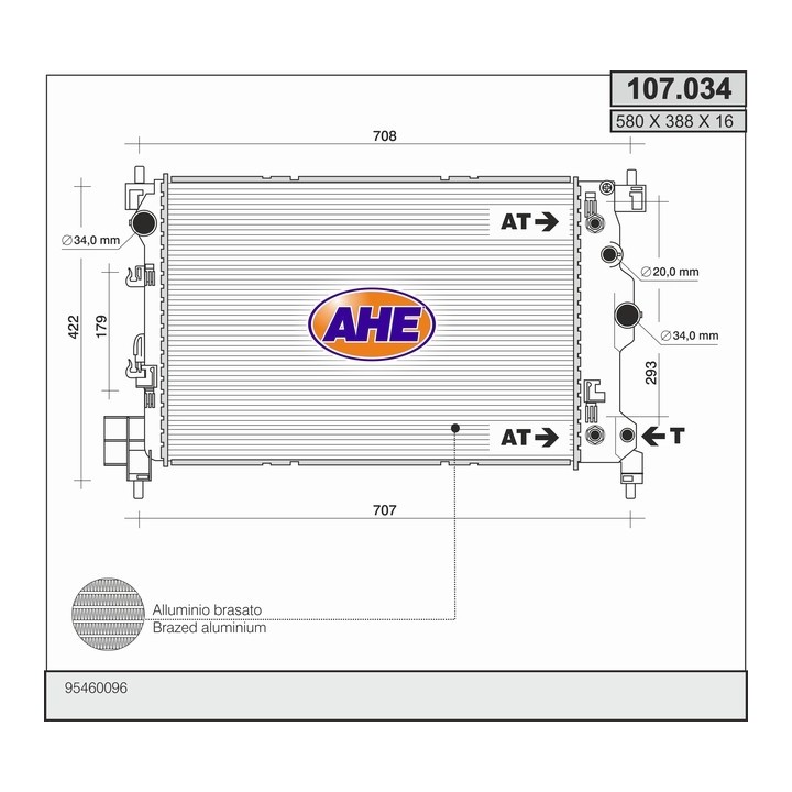 107034  RAD CHEVROLET Aveo 1.4/1.6 +/-AC AT 12-