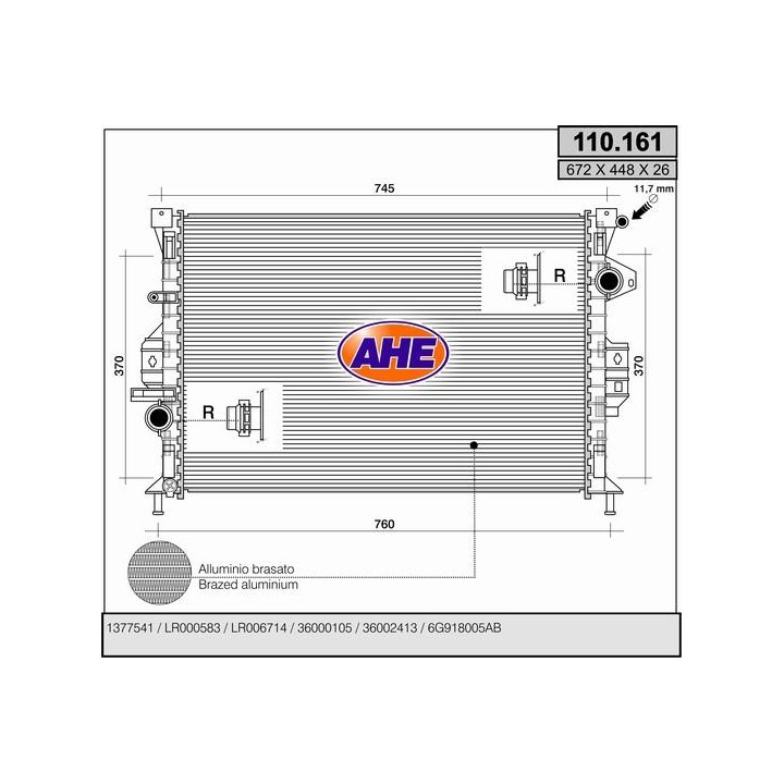 110161  RAD FORD Mondeo 2.5Turbo +/-AC MT 07-