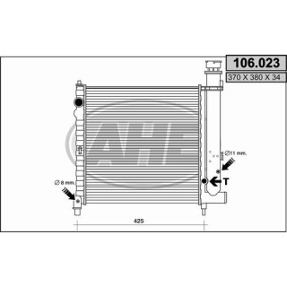 106023  RAD.CITROEN BX 1.1/1.4 E/RE/82-(370x380x34 AP)