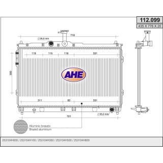 112099  RAD HYUNDAI H1 2.3/2.5CRDi +/-AC  07-