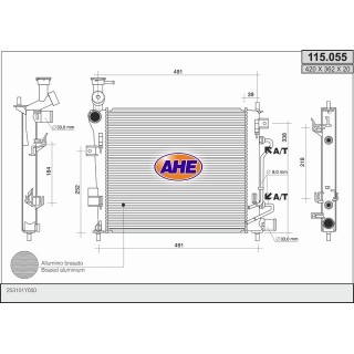 115055  RAD KIA Picanto 1.0/1.2 +/-AC M/AT  11-