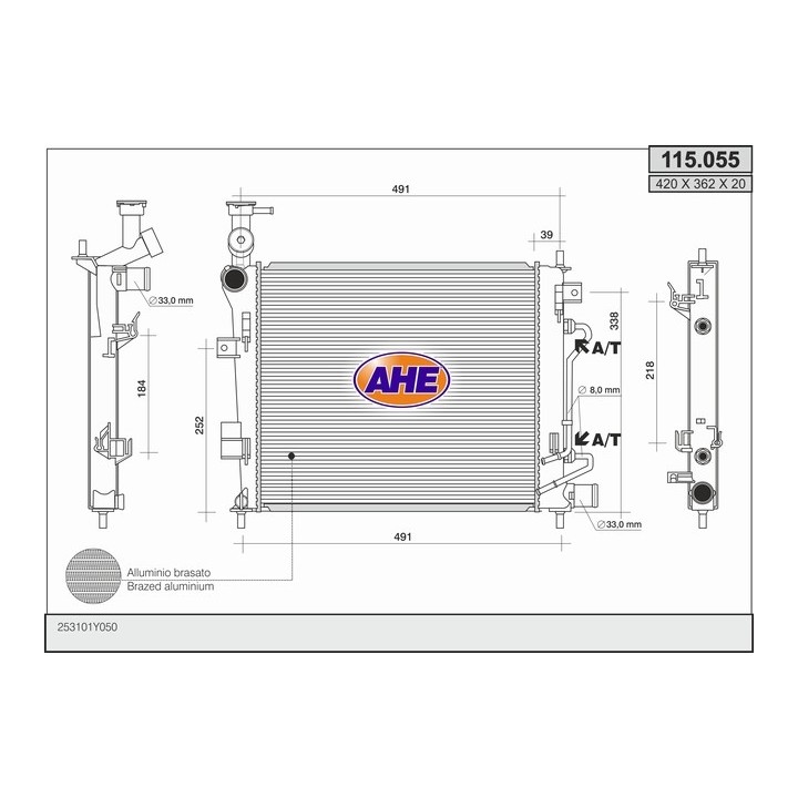 115055  RAD KIA Picanto 1.0/1.2 +/-AC M/AT  11-