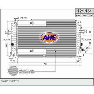 121151  RAD OPEL Astra H 1.6 16v Turbo +/-AC 06-
