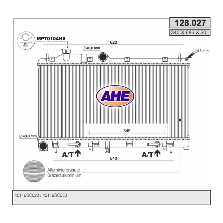 128027  RAD SUBARU Forester 2.5 Turbo +/-AC M/AT   08-