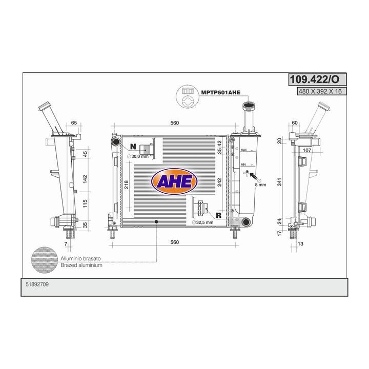109422/O  RAD FIAT Nuova Panda 1.2 +/-AC  12-