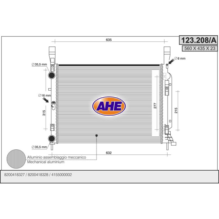 123208/A  RAD RENAULT Kangoo II 1.5Dci/1.6 07-