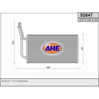 93847  HEATER CORE FORD TRANSIT VL 00-