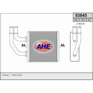 93845  HEATER CORE FORD GALAXY LL / VW SHARAN LL ADD.