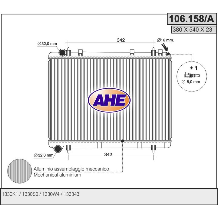 106158/A  RAD CITROEN C 4 2.0 16V - 1.6 16V Hdi M/AT  +/-AC