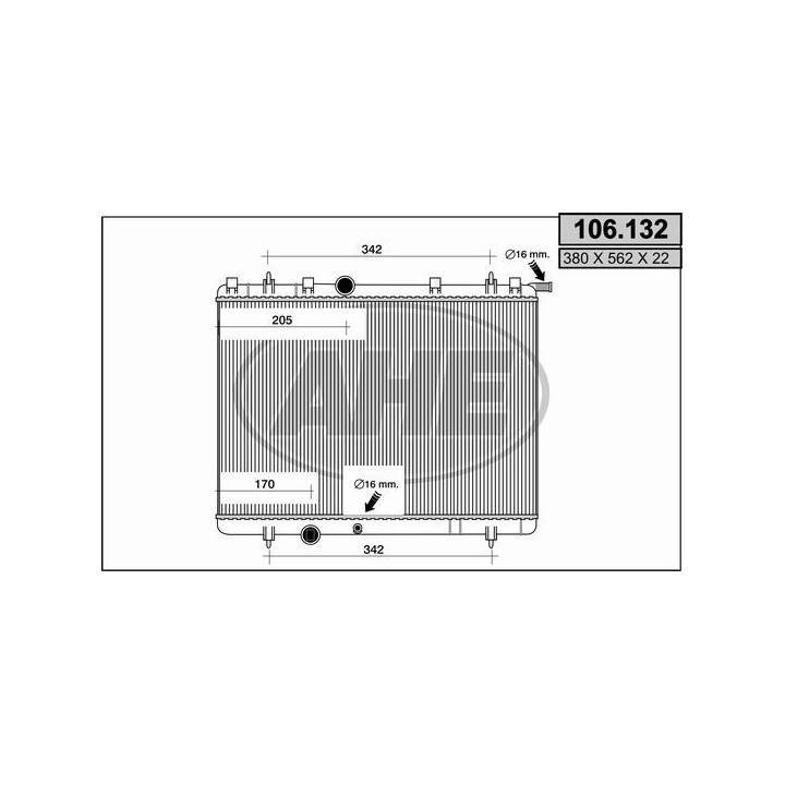 106132  Rad. PEUGEOT 206 1.9D/2.0Hdi/2.0S16 +/-AC AT 02-
