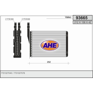 93665  HEATER CORE RENAULT ESPACE I/EXPRESS I/II/R5/R11/T