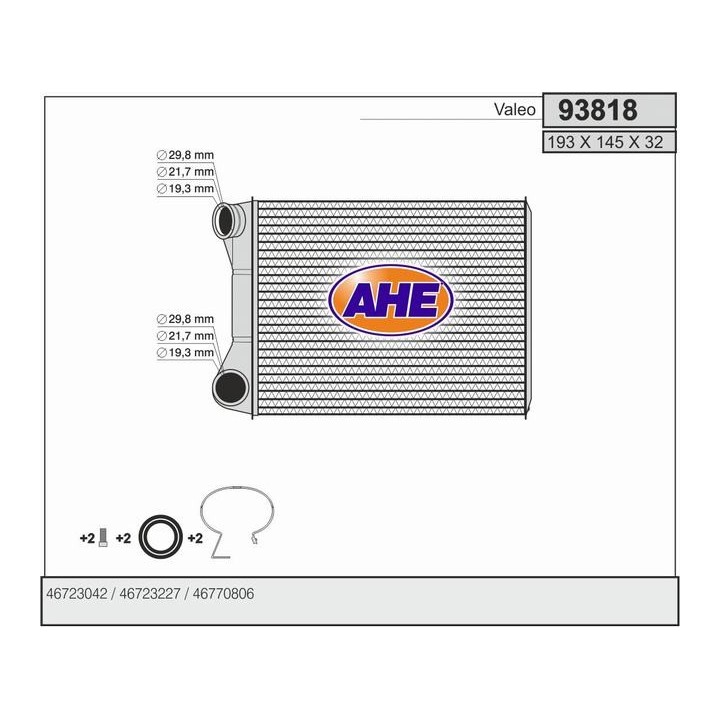 93818  HEATER CORE FIAT PUNTO II