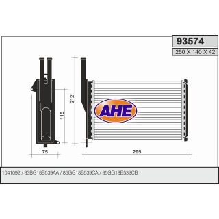 93574  HEATER CORE FORD ESCORT/ORION/SIERRA/SCORPIO