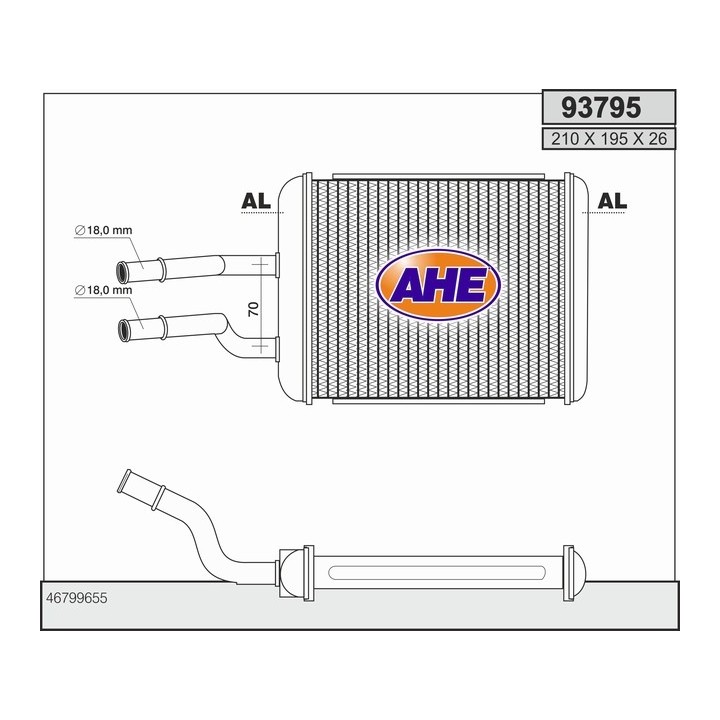 93795  HEATER CORE ALFA 147 OE46799655