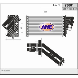93681  HEATER CORE RENAULT LAGUNA I/II