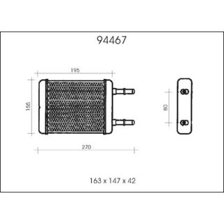 94467  HEATER CORE HYUNDAI PONY X3