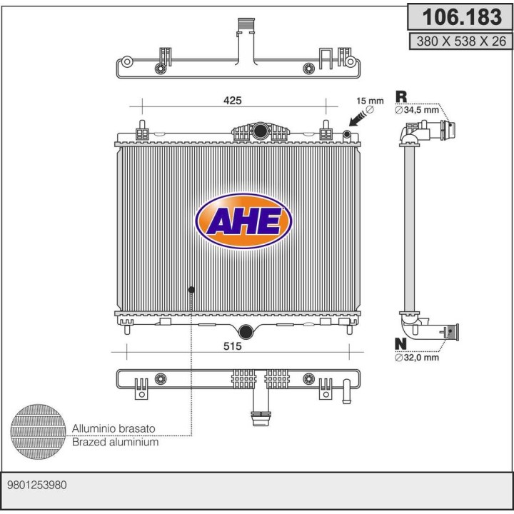 106183  RAD PEUGEOT 508 1.6BlueHDI/THP +/-AC M/AT  10-