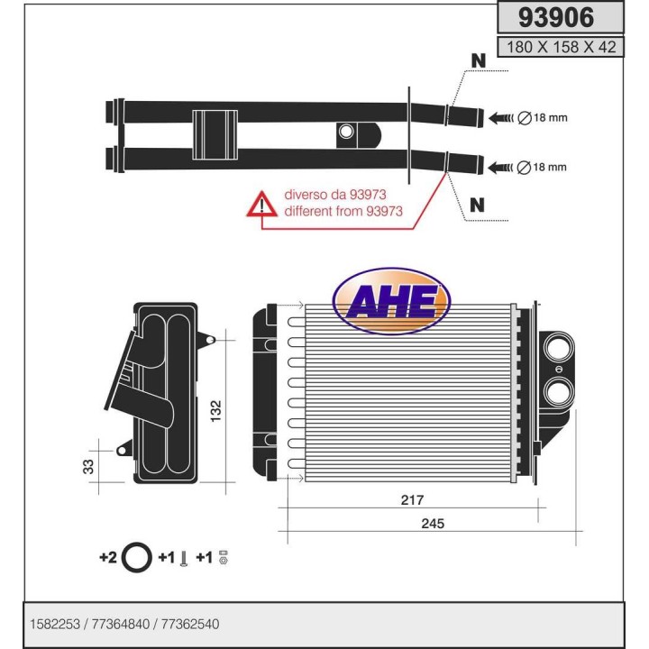 93906  HEATER CORE FIAT 500 / PANDA 1.3 D MULTIJET / 1.4