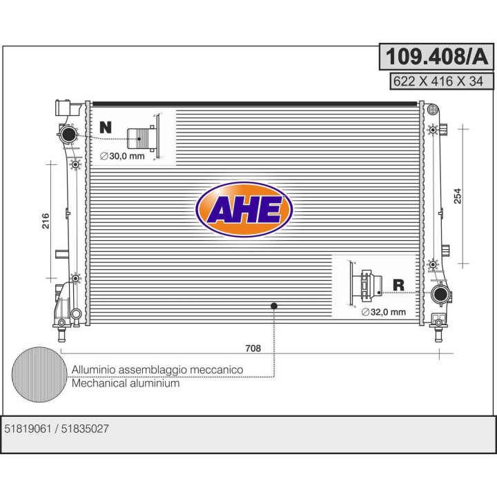 109408/A  RAD FIAT 500 AbartM 1.4 16V    M   +/- AC