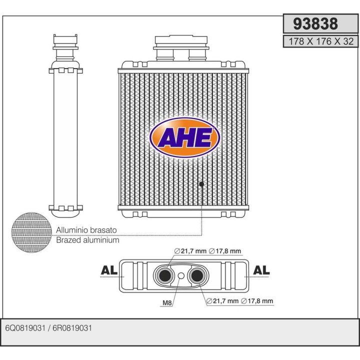 93838  HEATER CORE VW POLO V / SKODA FABIA 02-