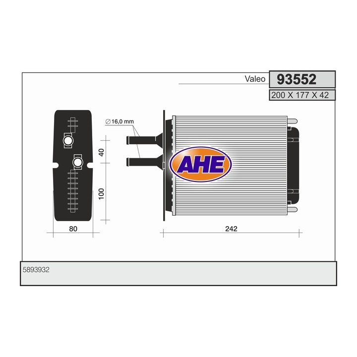 93552  HEATER CORE FIAT BARCHETTA/PUNTO