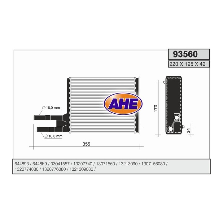 93560  HEATER CORE PSA JUMPER/BOXER/DUCATO II