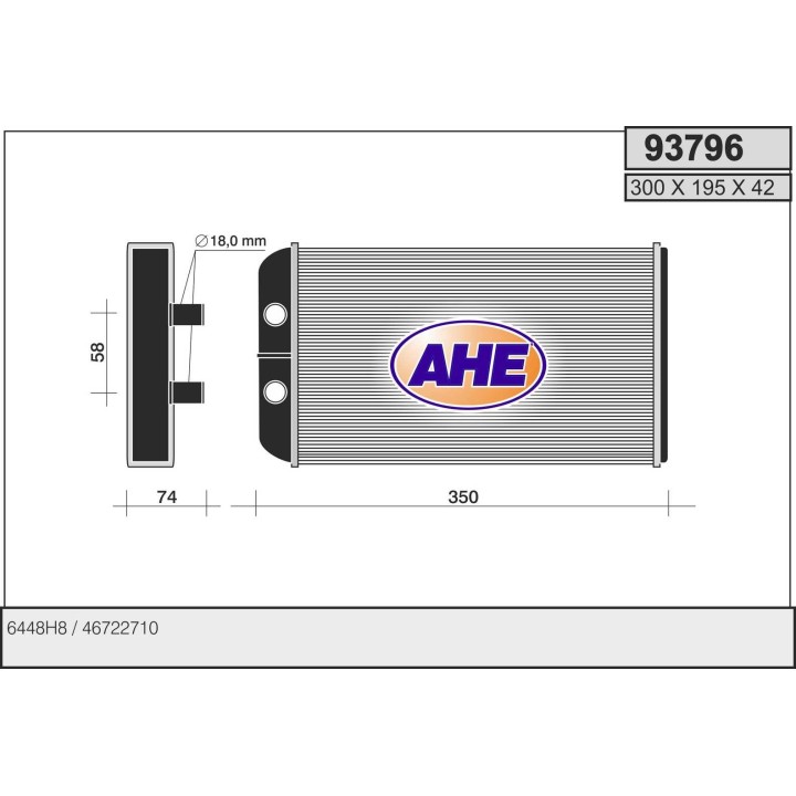 93796  HEATER CORE FIAT DUCATO II 99- OE46722710