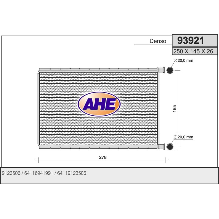 93921  HEATER CORE BMW E92 330D
