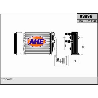 93896  HEATER CORE RENAULT TRAFIC 08.06 - 