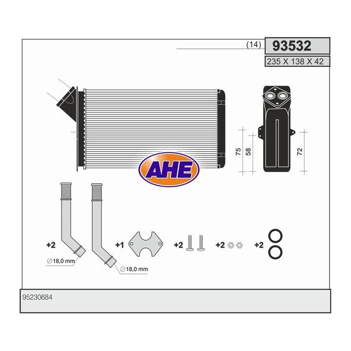 93532  HEATER CORE PSA AX I/106 I