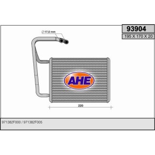 93904  HEATER CORE KIA CERATO 07.04-