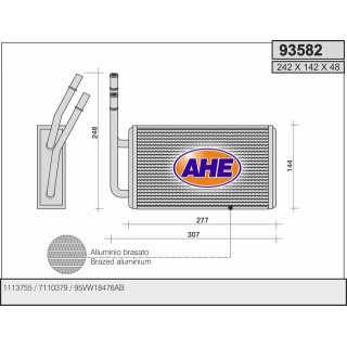 93582  HEATER CORE FORD TRANSIT V