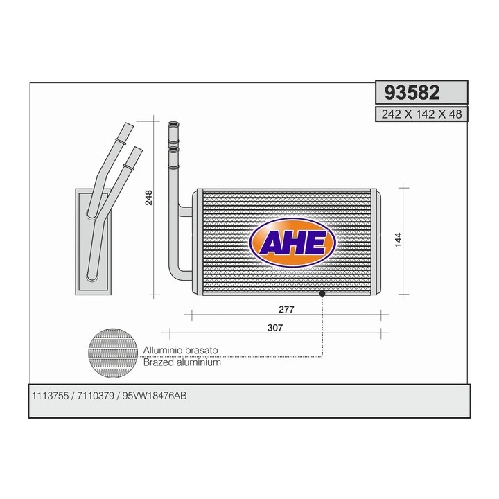 93582  HEATER CORE FORD TRANSIT V